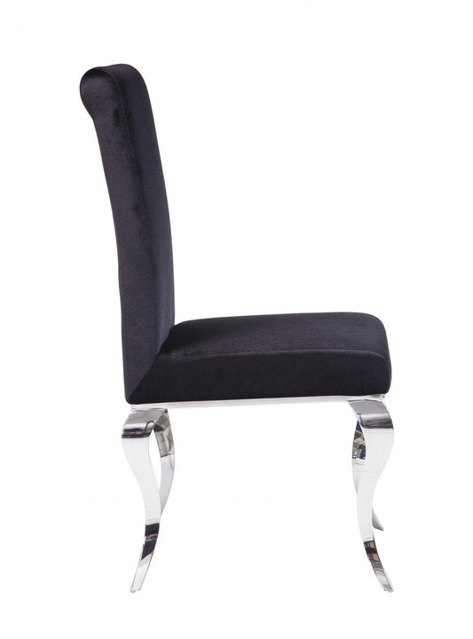 Set of Two Black And Silver Upholstered Fabric Dining Side Chairs HomeRoots