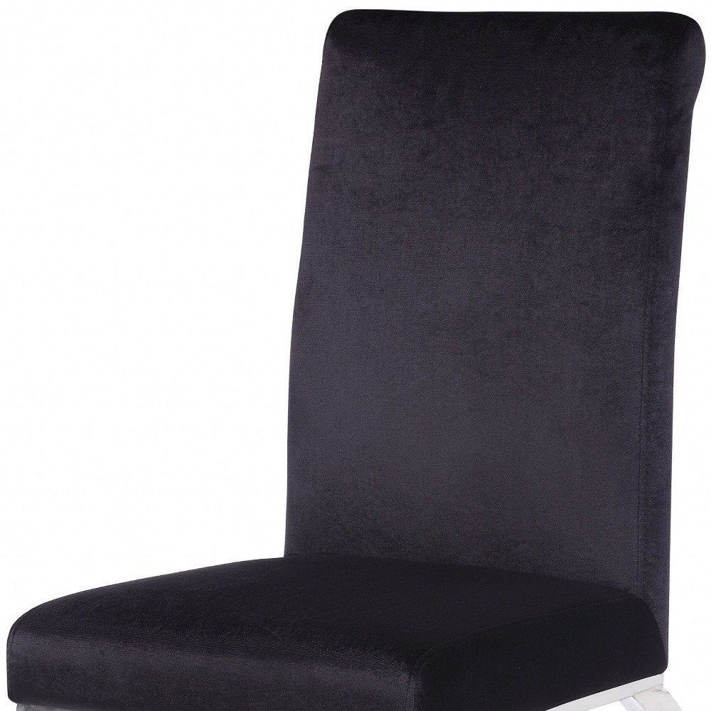 Set of Two Black And Silver Upholstered Fabric Dining Side Chairs HomeRoots