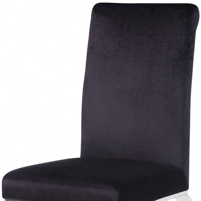 Set of Two Black And Silver Upholstered Fabric Dining Side Chairs HomeRoots