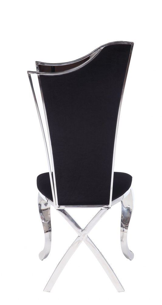 Set of Two Black And Silver Upholstered Fabric Dining Side Chairs HomeRoots