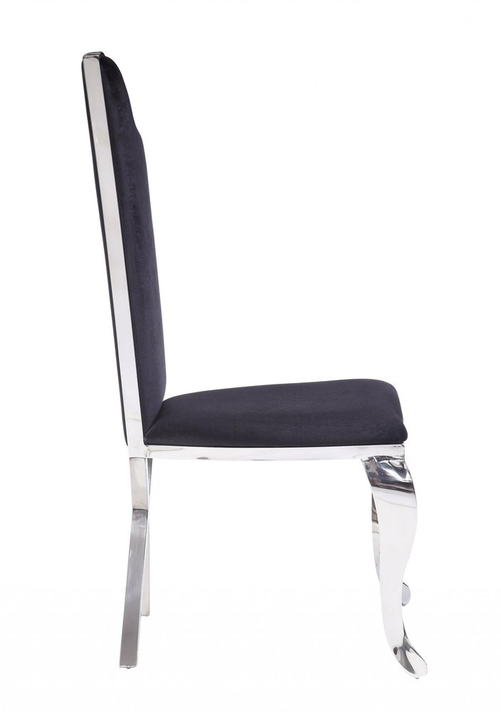 Set of Two Black And Silver Upholstered Fabric Dining Side Chairs HomeRoots