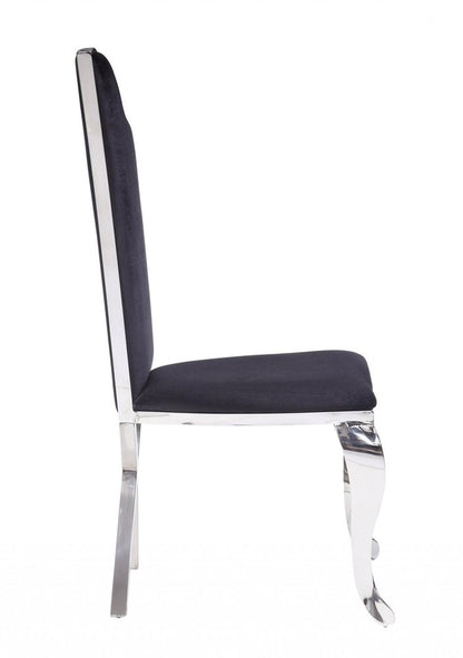 Set of Two Black And Silver Upholstered Fabric Dining Side Chairs HomeRoots