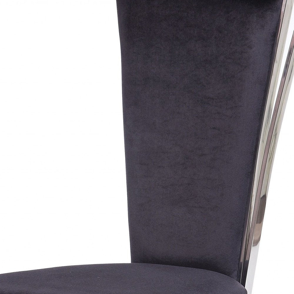 Set of Two Black And Silver Upholstered Fabric Dining Side Chairs HomeRoots