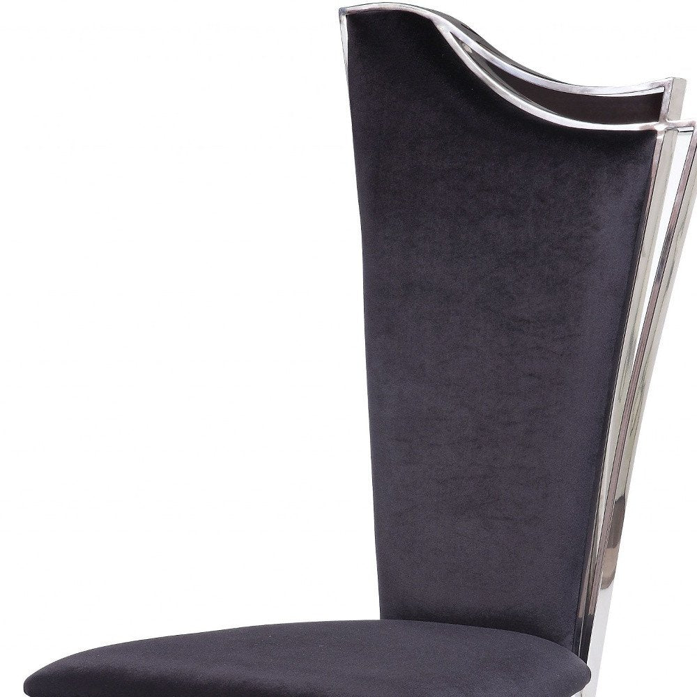 Set of Two Black And Silver Upholstered Fabric Dining Side Chairs HomeRoots