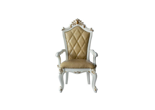 Set of Two 27" Brown and White Faux Leather Tufted Side Chair HomeRoots