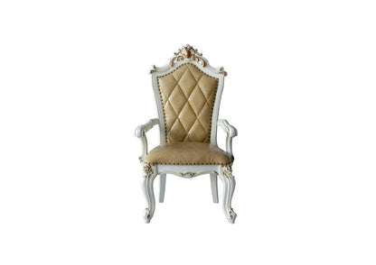 Set of Two 27" Brown and White Faux Leather Tufted Side Chair HomeRoots