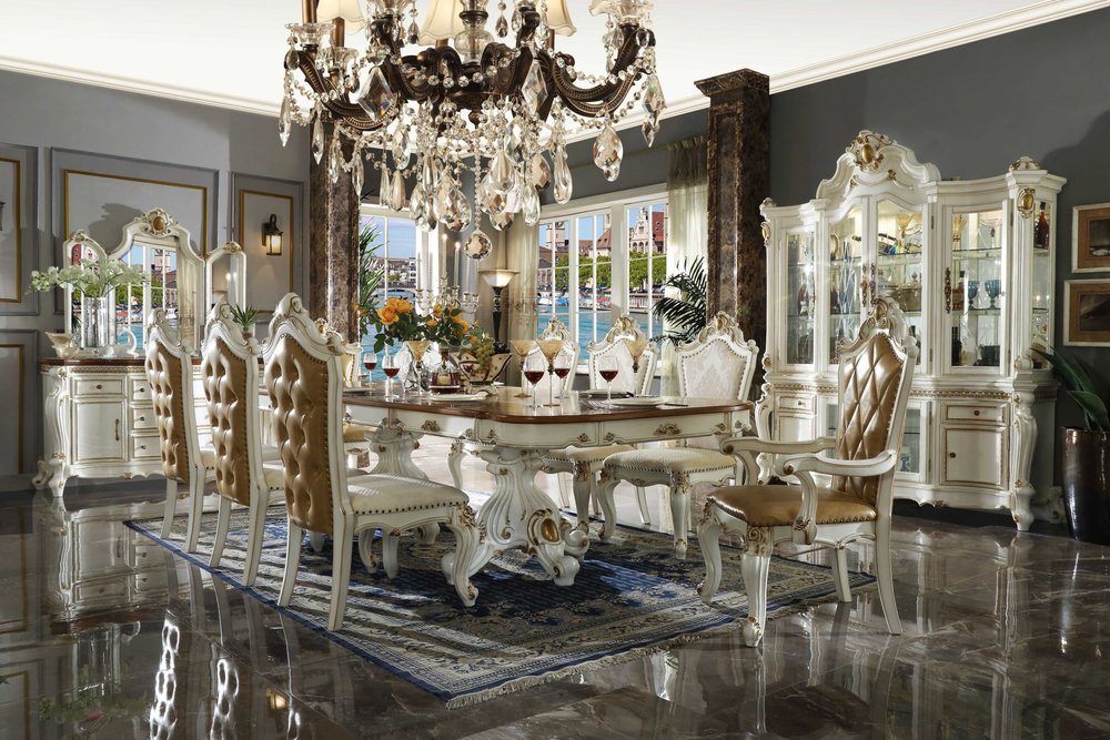 Set of Two 27" Brown and White Faux Leather Tufted Side Chair HomeRoots