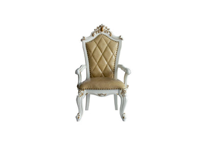 Set of Two 27" Brown and White Faux Leather Tufted Side Chair HomeRoots