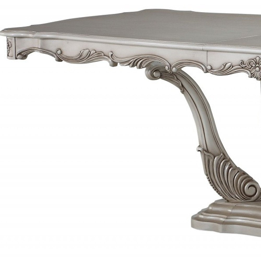 44" Off White Solid Wood Pedestal Base Dining Table HomeRoots