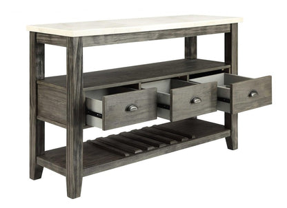 18" X 54" X 36" White Marble Gray Oak Wood Server HomeRoots