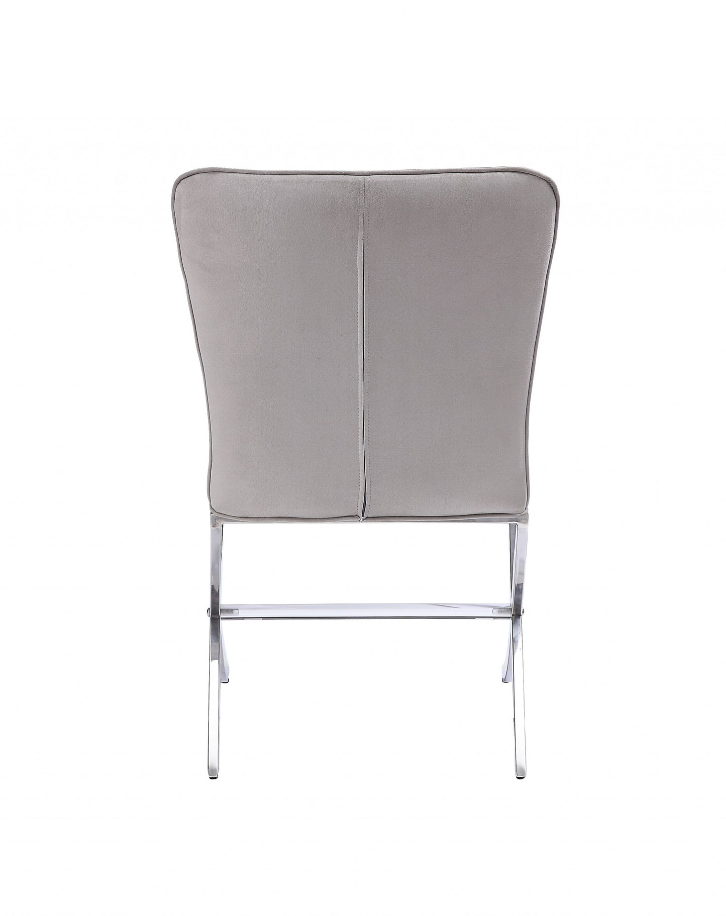 24" Beige Velvet And Silver Parsons Chair - FurniFindUSA