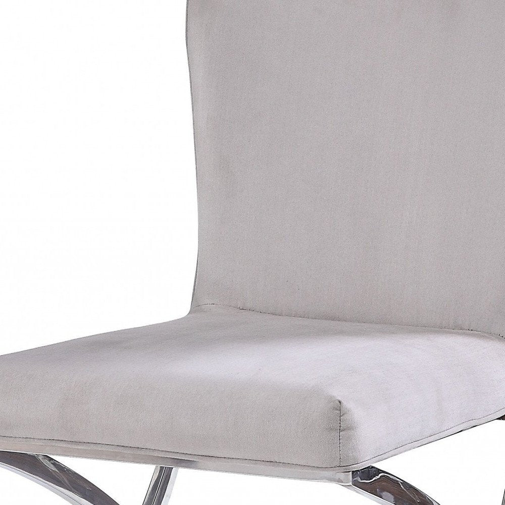 24" Beige and Silver Velvet Parsons Chair HomeRoots