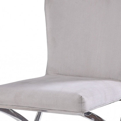 24" Beige and Silver Velvet Parsons Chair HomeRoots