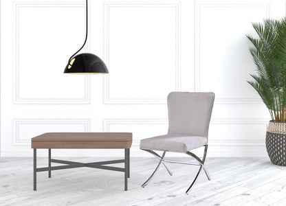 24" Beige and Silver Velvet Parsons Chair HomeRoots