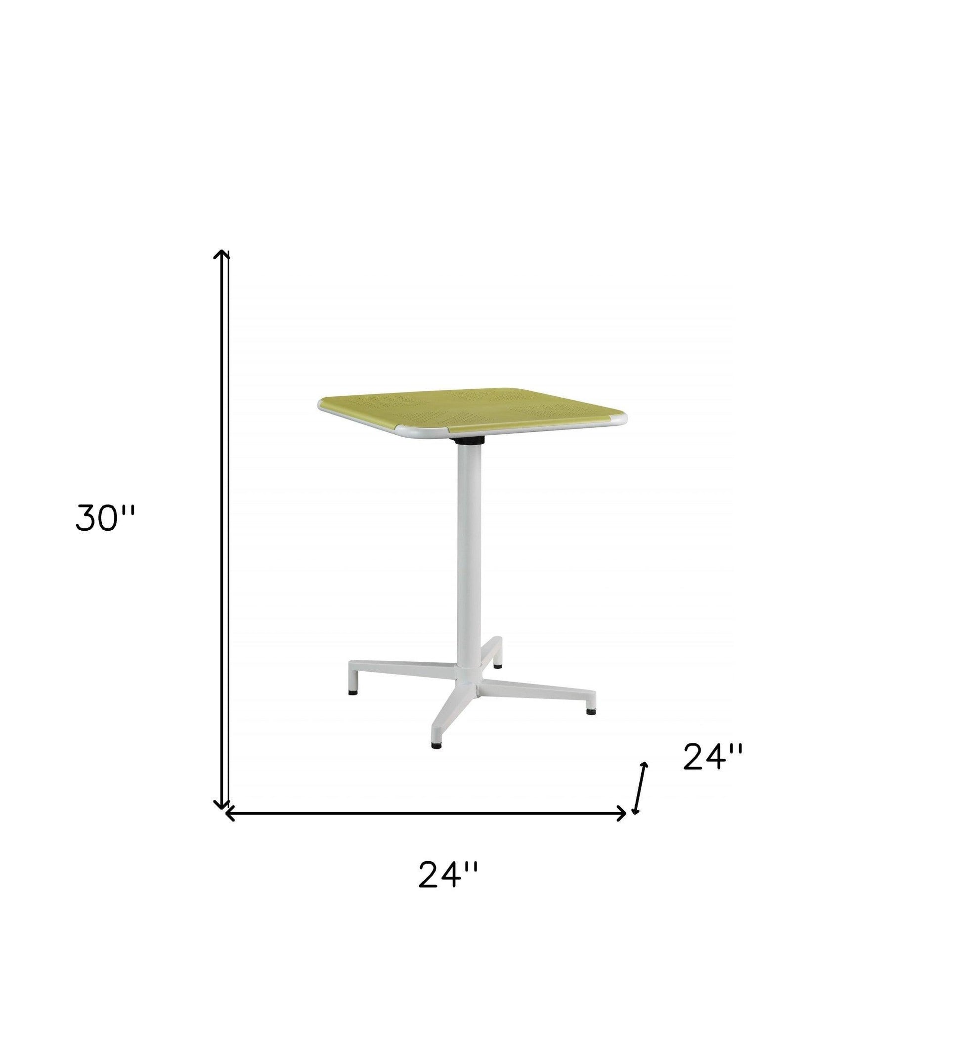 24" X 24" X 30" Yellow White Metal Folding Table - FurniFindUSA