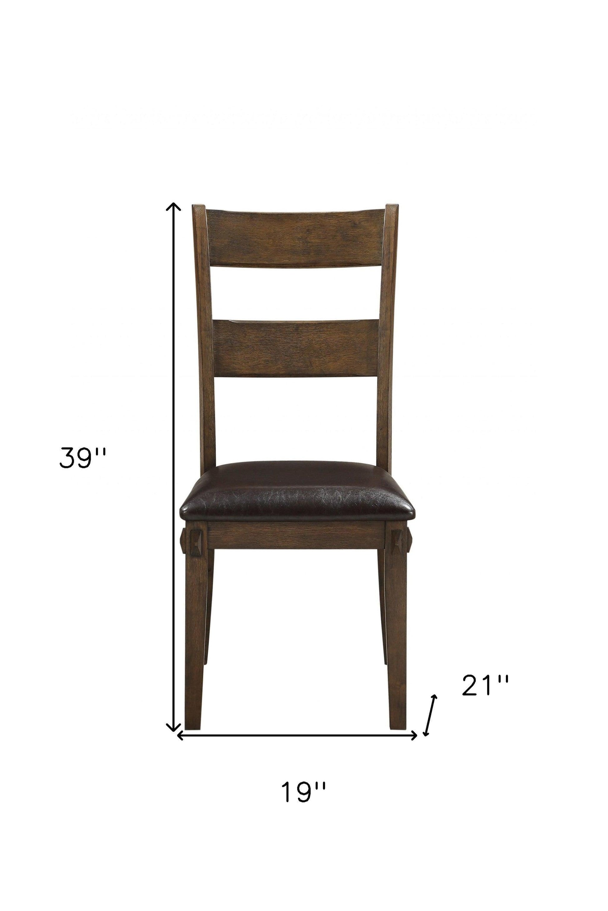 Brown Upholstered Ladder Back Dining Side Chair - FurniFindUSA
