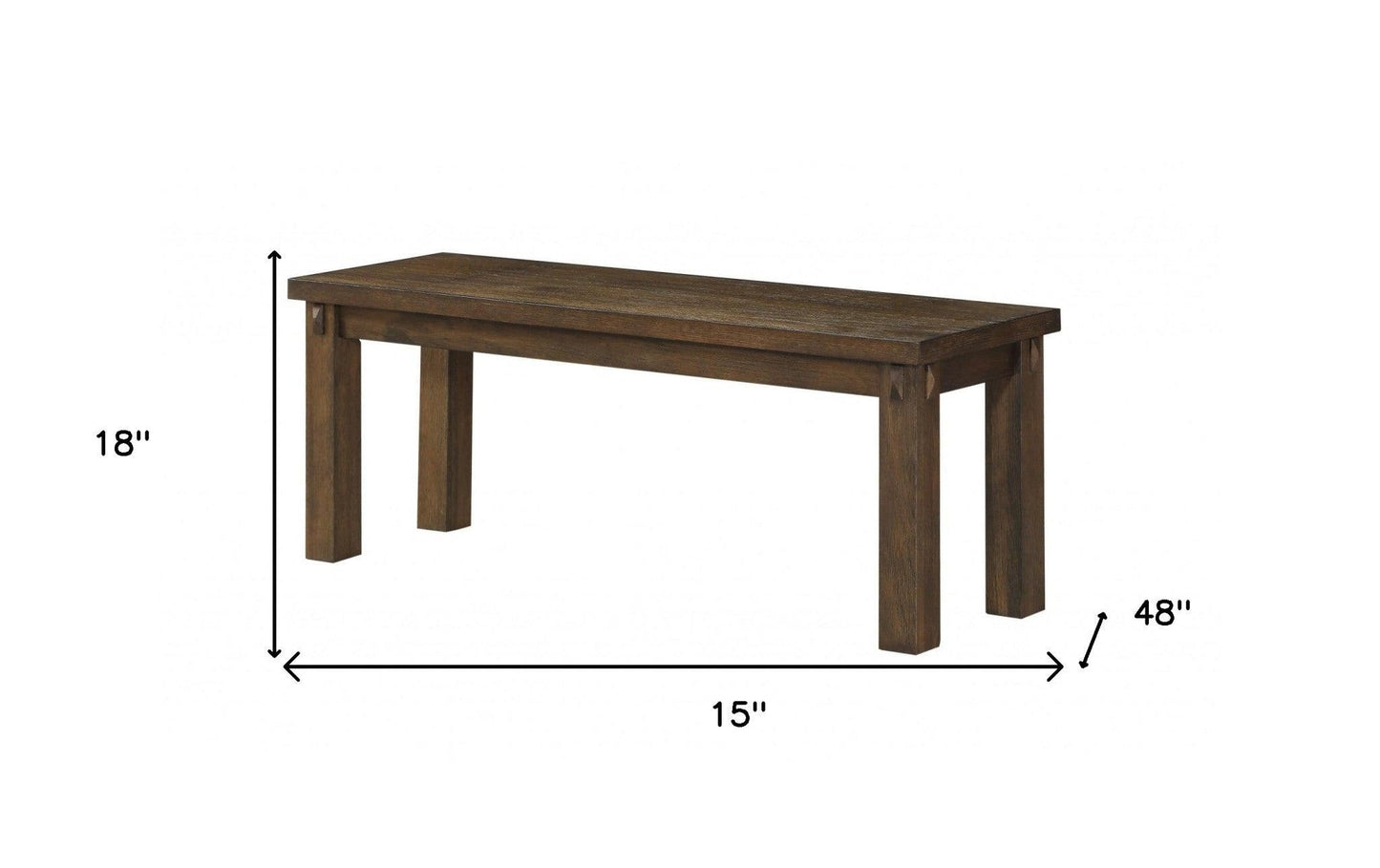 15" X 48" X 18" Dark Oak Wood Bench - FurniFindUSA