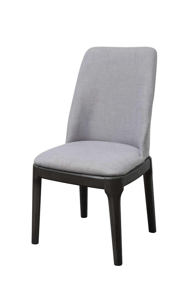 Set of Two Light Gray And Gray Upholstered Linen Dining Side Chairs HomeRoots