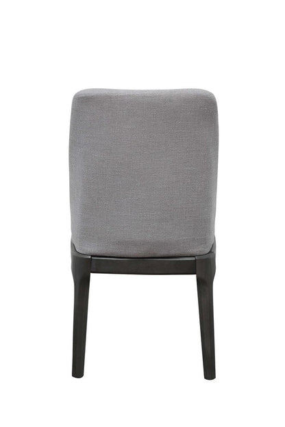 Set of Two Light Gray And Gray Upholstered Linen Dining Side Chairs HomeRoots