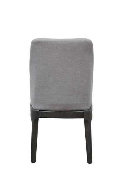 Set of Two Light Gray And Gray Upholstered Linen Dining Side Chairs HomeRoots