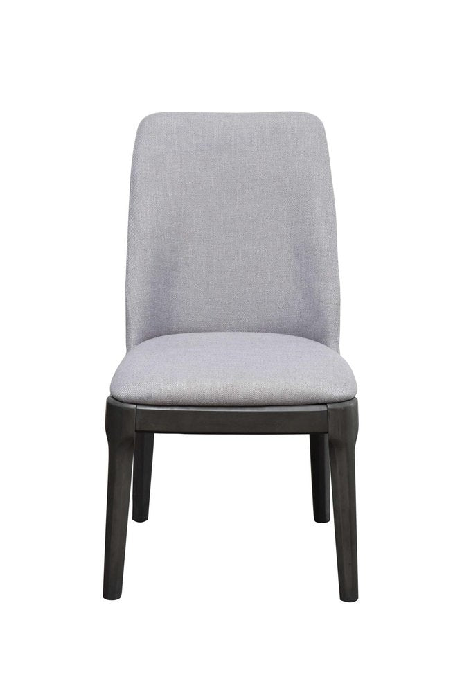 Set of Two Light Gray And Gray Upholstered Linen Dining Side Chairs HomeRoots