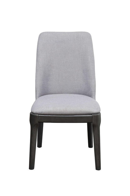 Set of Two Light Gray And Gray Upholstered Linen Dining Side Chairs HomeRoots