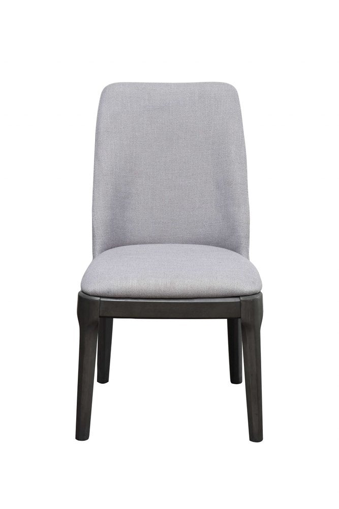 Set of Two Light Gray And Gray Upholstered Linen Dining Side Chairs HomeRoots