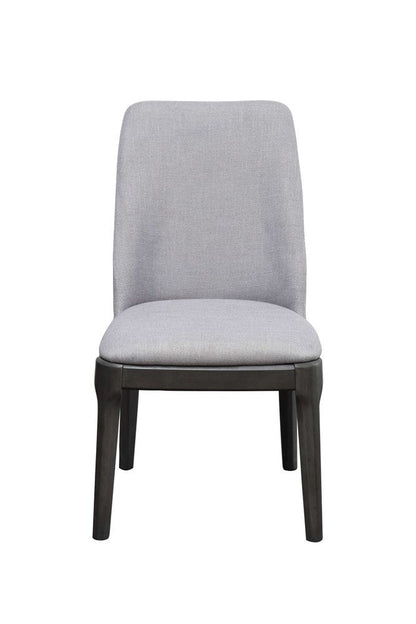 Set of Two Light Gray And Gray Upholstered Linen Dining Side Chairs HomeRoots