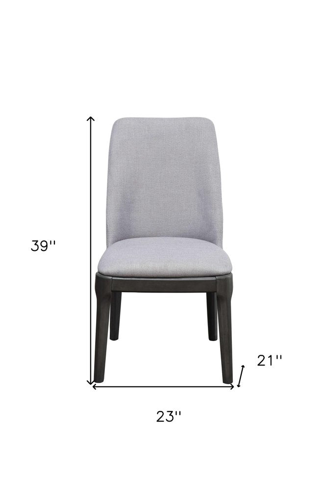 Set of Two Light Gray And Gray Upholstered Linen Dining Side Chairs HomeRoots
