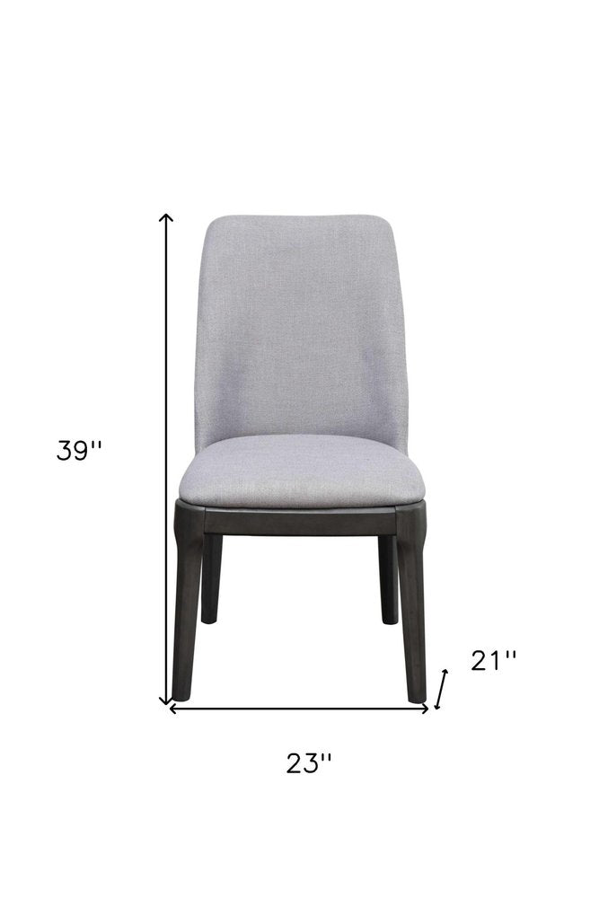 Set of Two Light Gray And Gray Upholstered Linen Dining Side Chairs HomeRoots