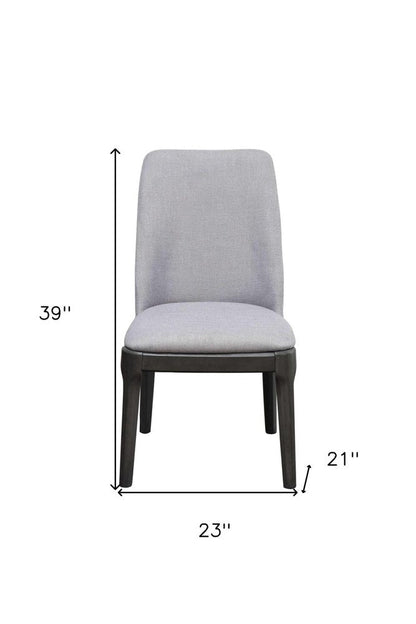 Set of Two Light Gray And Gray Upholstered Linen Dining Side Chairs HomeRoots