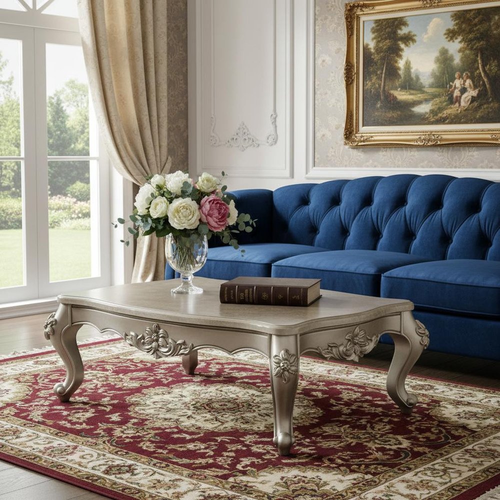 57" Beige Genuine Marble And Solid Wood Coffee Table HomeRoots