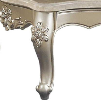 57" Beige Genuine Marble And Solid Wood Coffee Table HomeRoots