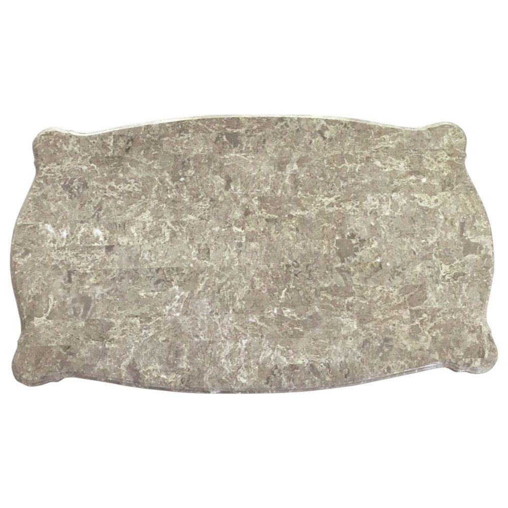 57" Beige Genuine Marble And Solid Wood Coffee Table HomeRoots