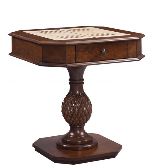28" Brown Octagon Console Table With Drawer HomeRoots