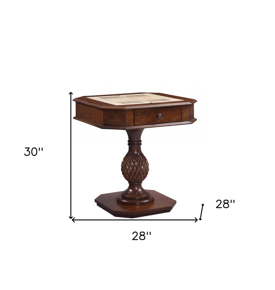 28" Brown Octagon Console Table With Drawer — view 4