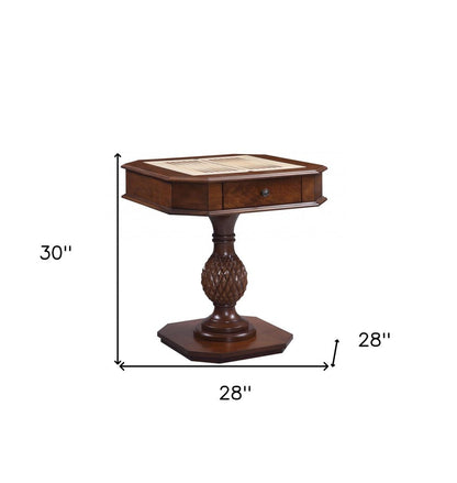 28" Brown Octagon Console Table With Drawer HomeRoots