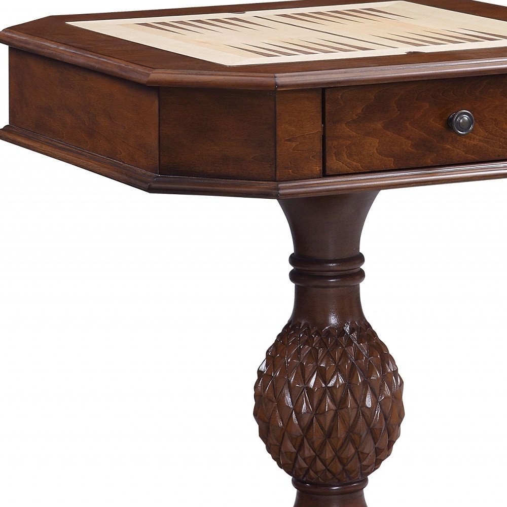 28" Brown Octagon Console Table With Drawer HomeRoots