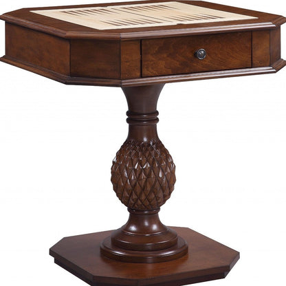 28" Brown Octagon Console Table With Drawer