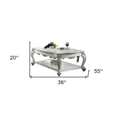 36" White Resin And Wood Coffee Table With Shelf HomeRoots