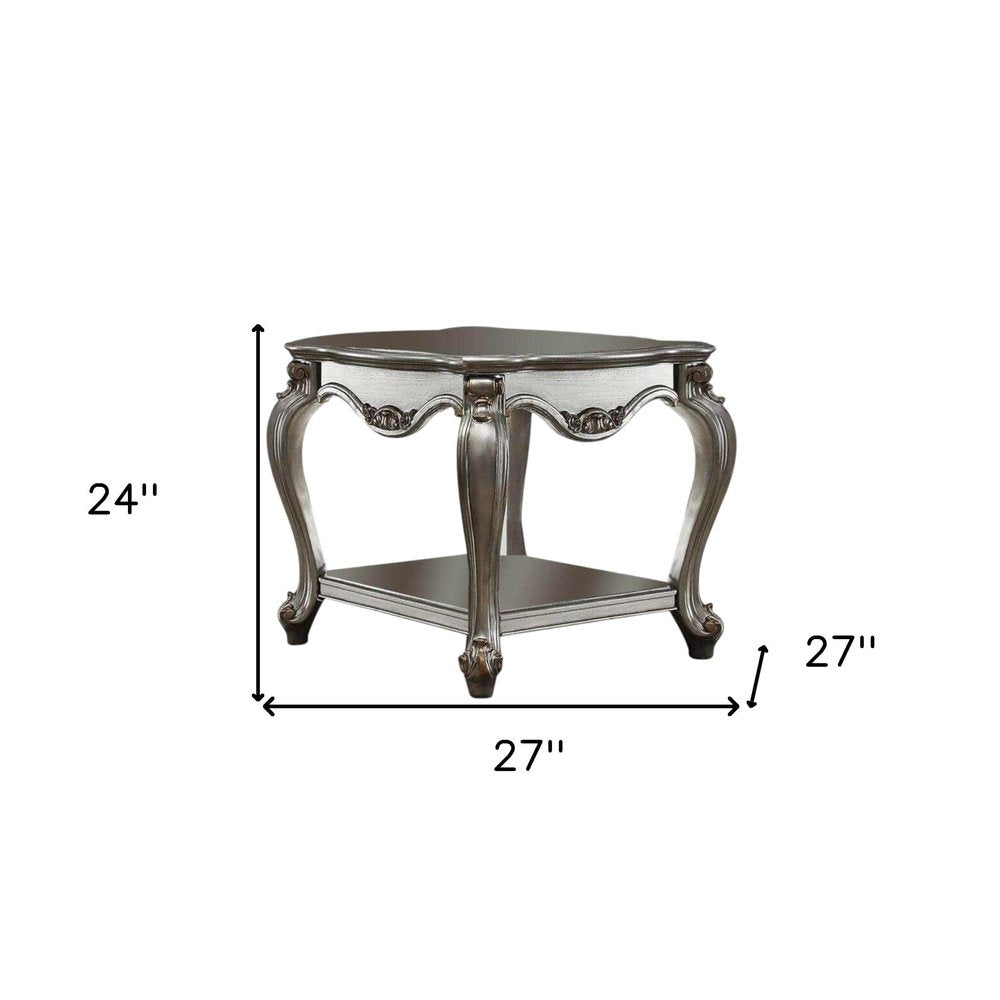 24" Gray Solid Wood End Table With Shelf HomeRoots