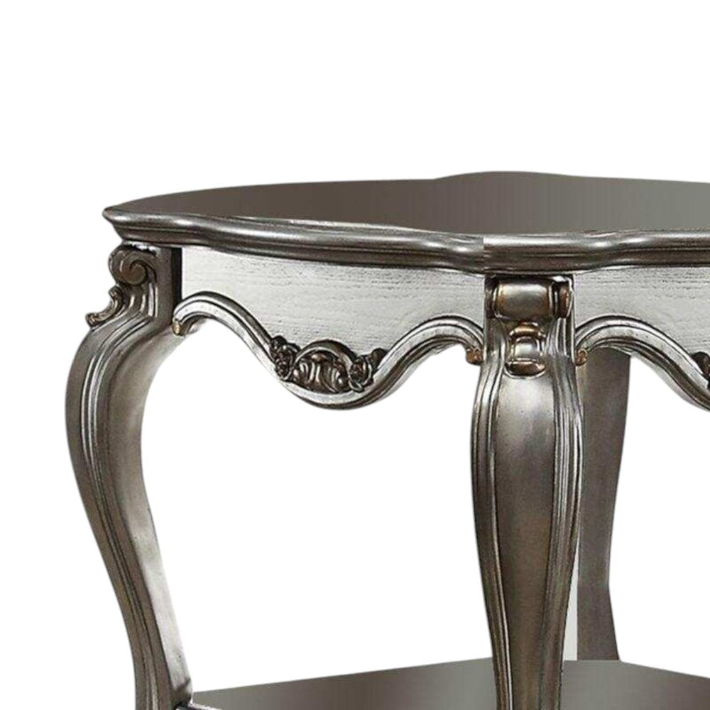 24" Gray Solid Wood End Table With Shelf HomeRoots