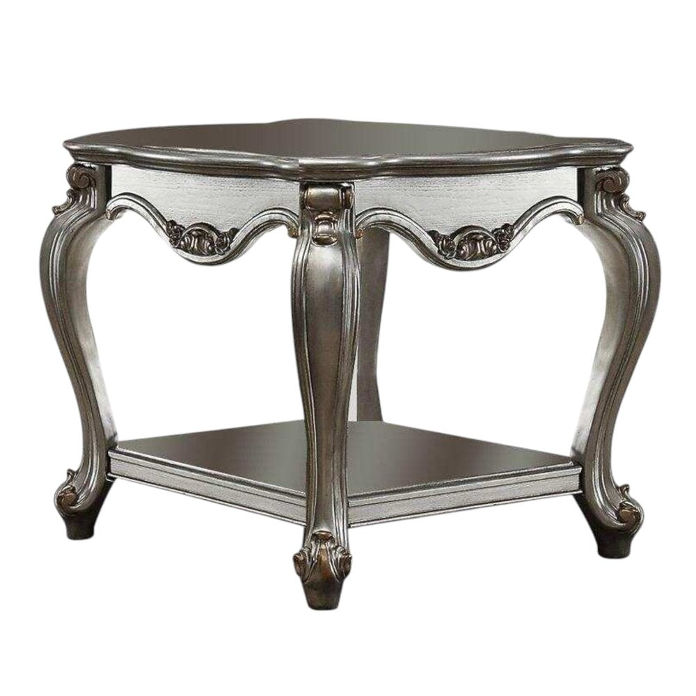 24" Gray Solid Wood End Table With Shelf HomeRoots