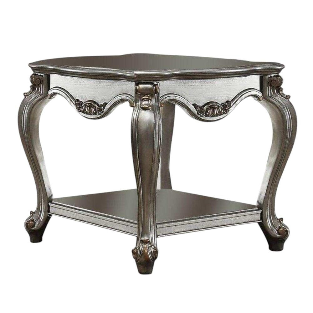 24" Gray Solid Wood End Table With Shelf HomeRoots