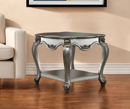 24" Gray Solid Wood End Table With Shelf HomeRoots