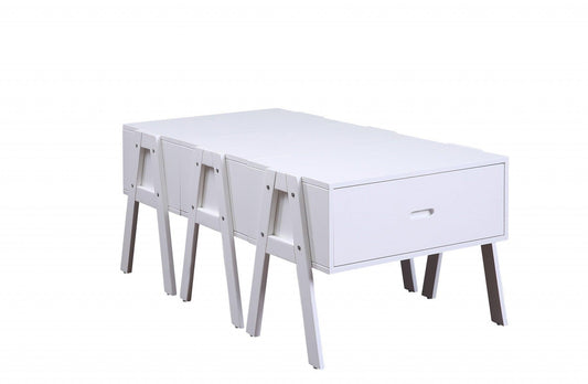 Sleek White Rectangular Convertible Coffee Table - FurniFindUSA