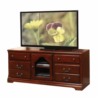 58" Brown Solid and Manufactured Wood Enclosed and Open Storage TV Stand HomeRoots