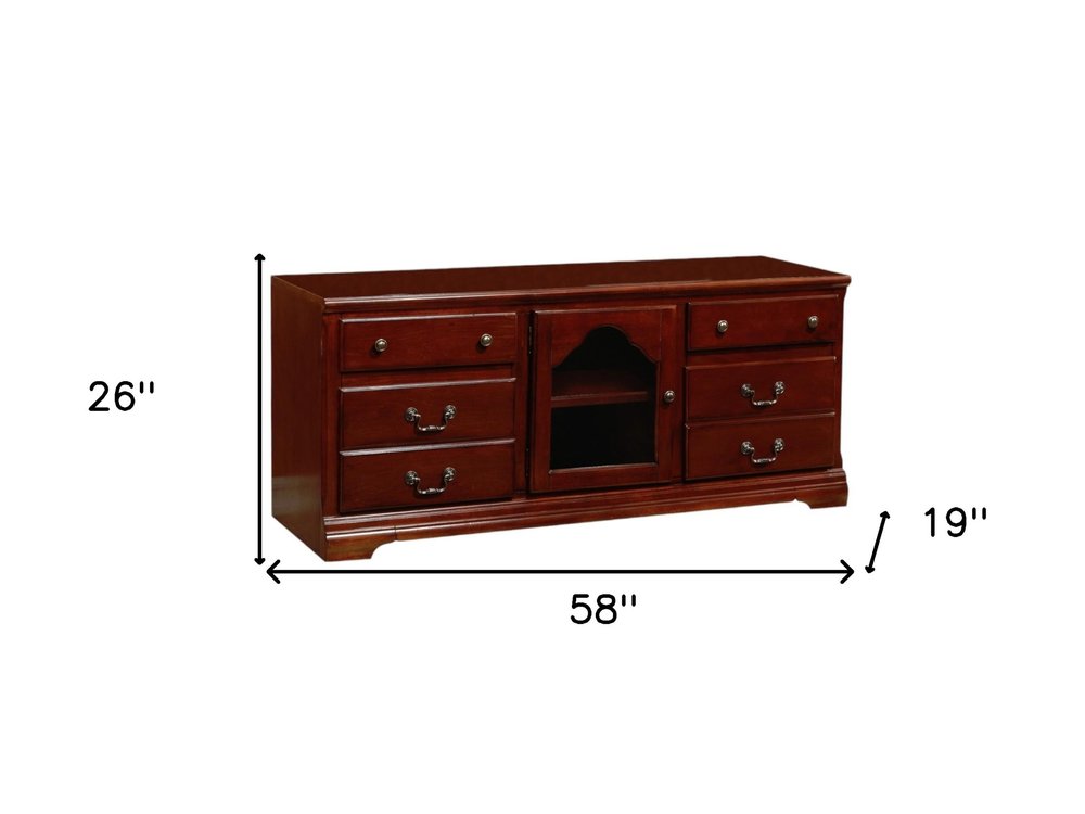 58" Brown Solid and Manufactured Wood Enclosed and Open Storage TV Stand — view 7