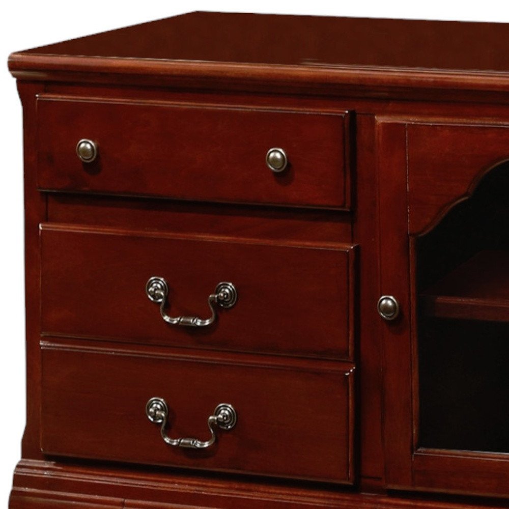 58" Brown Solid and Manufactured Wood Enclosed and Open Storage TV Stand — view 3