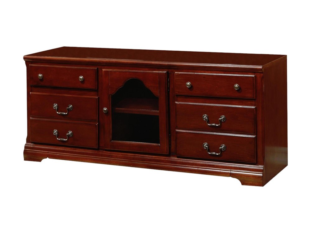 58" Brown Solid and Manufactured Wood Enclosed and Open Storage TV Stand HomeRoots
